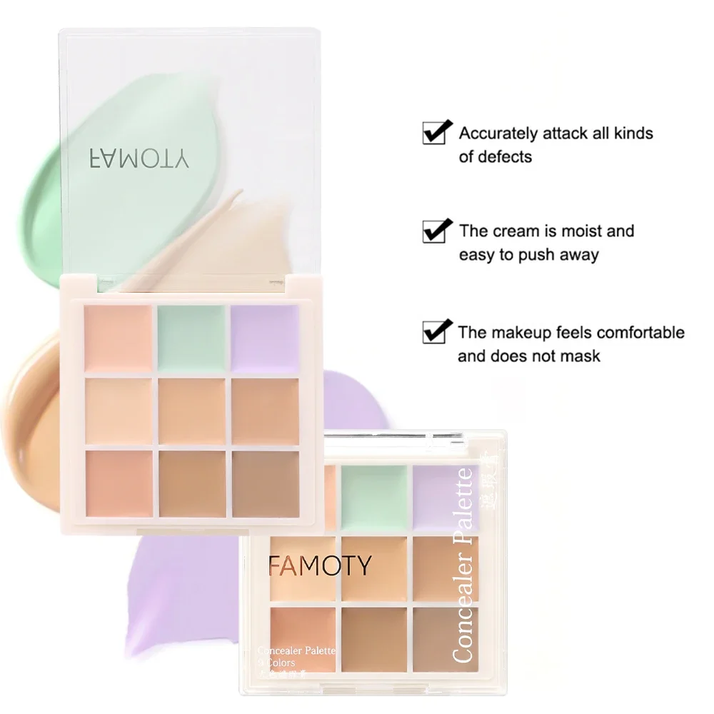 Professional Concealer 9 Colors Palette Cover Acne Dark Circles Waterproof Moisturize Lasting Face Contour Base Cosmetics Makeup