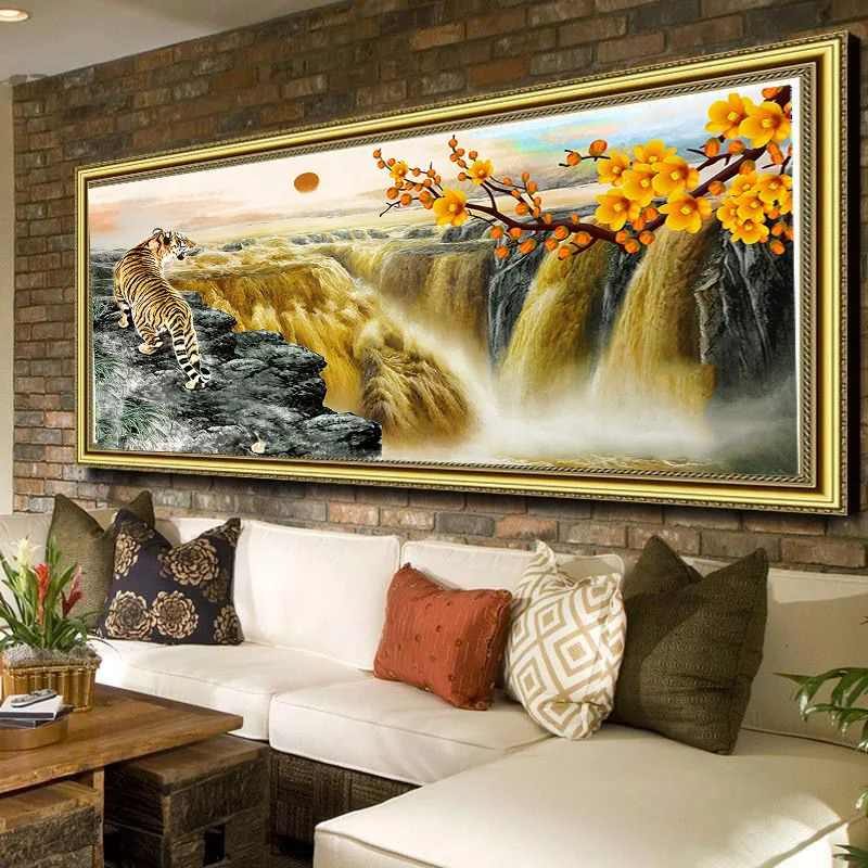 

5D Diamond Painting Kits, Tiger, Sunrise, River, Wall Painting, Landscape, Cross Stitch Art, Handicraft Bedroom, Home Decor