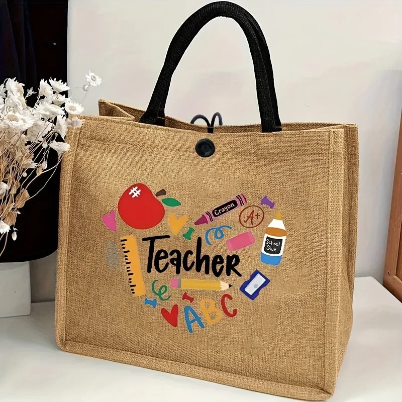 حقيبة يد نسائية أنيقة بطباعة حروف بسعة كبيرة قطعة واحدة - حقيبة يد نسائية أنيقة للمعلمين والسفر والشاطئ والتسوق