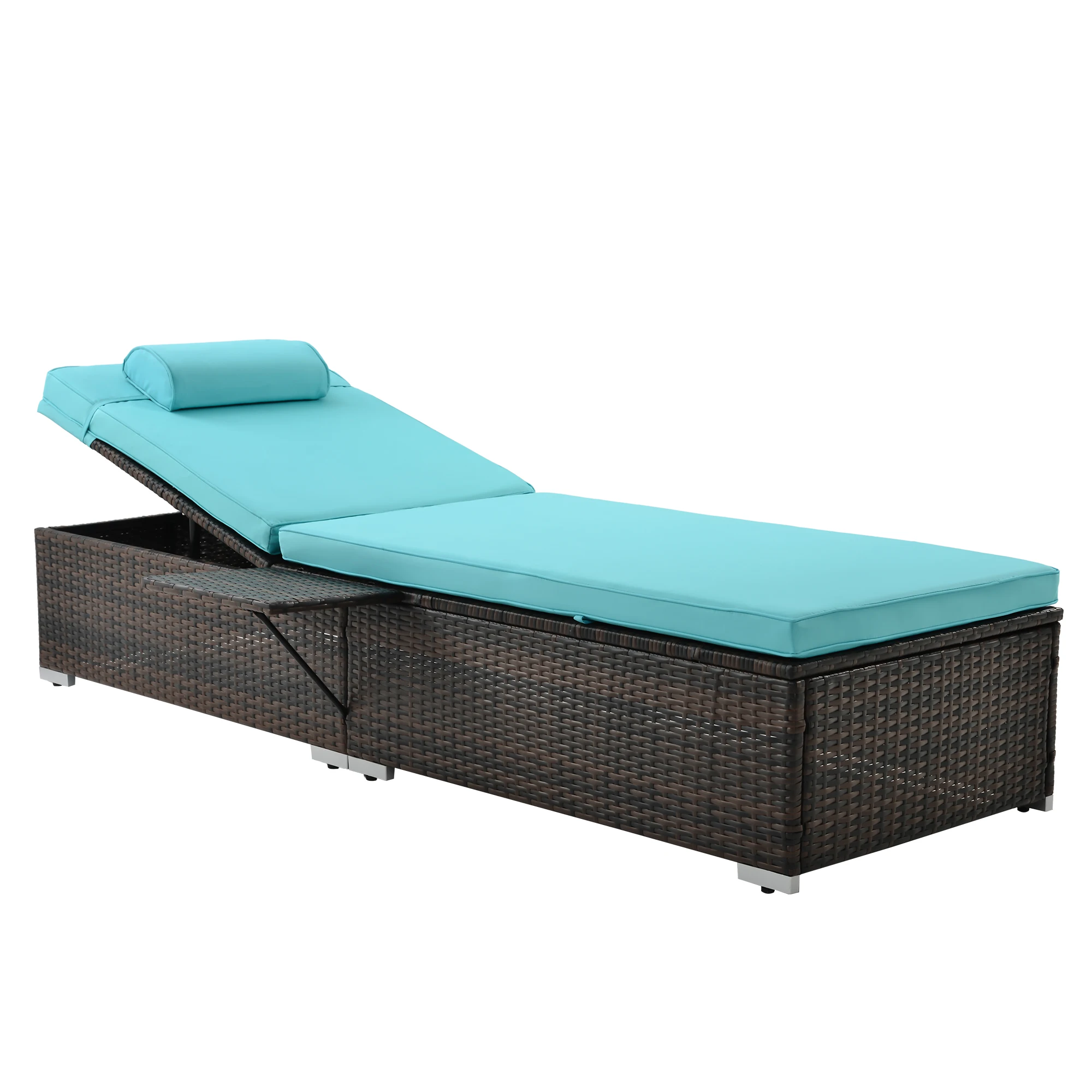 Außen PE Wicker Chaise Lounge - 2 Stück Terrasse Braun Rattan Liegestuhl Strand Pool Verstellbare Rückenlehne Liegen