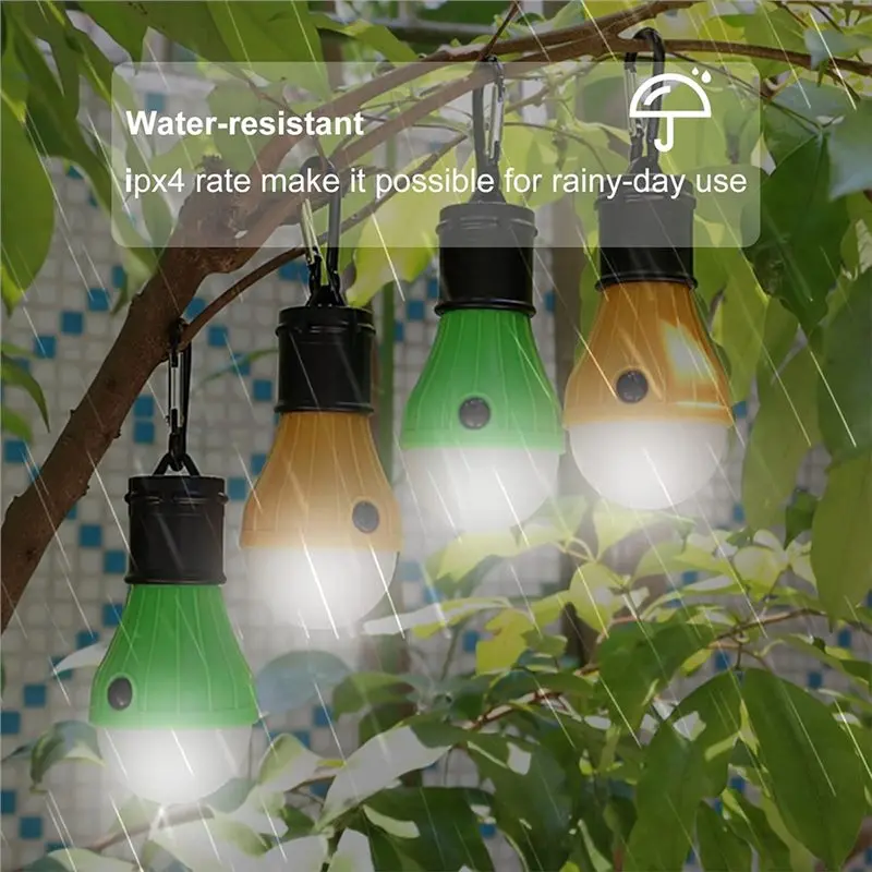24-Hour Delivery LED Tent Lamp 4 Pack Multicolor Emergency Lights With Hook Bulb Lanterns Equipment For Camping Hiking Backpacki