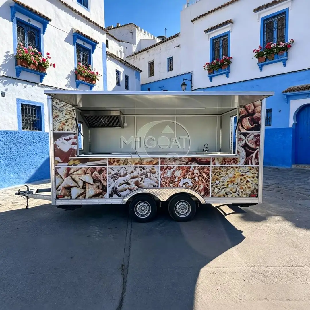

Commercial Mobile Food Trailer With Range Hood Fully Equipped Food Truck For Pizza Pasta Fast Food Vending