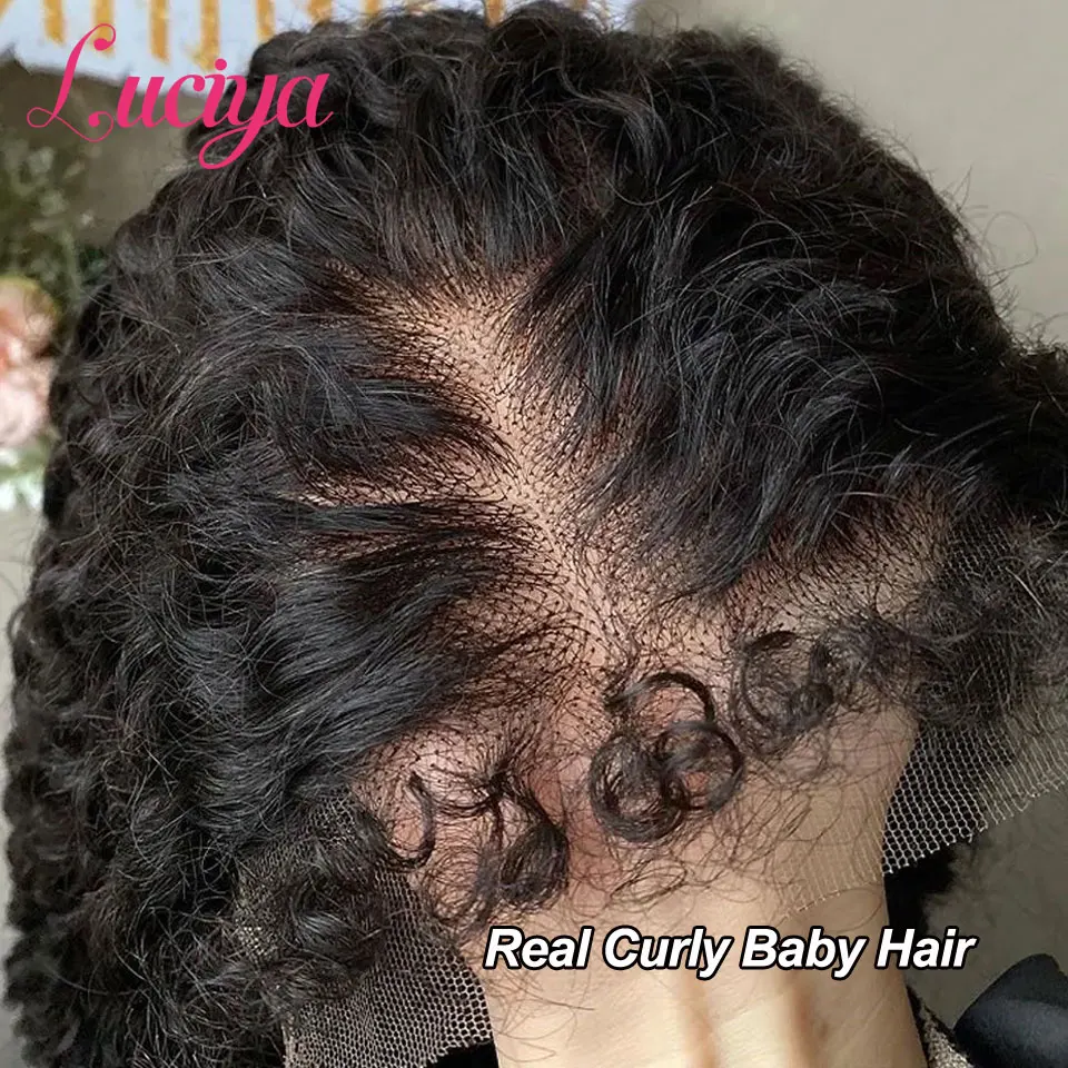 Afro Kinky Curly Wigs 4C Edges Natural Hairline 13x4 Full Lace Front Human Hair Wigs Curly Baby Hair 13x6 HD Lace Frontal Wigs