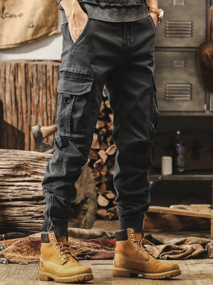 

Jerry American Retro Casual Pants Men's Spring Autumn Loose Multi-ket Workwear Trousers Tactical Pants Loose Fit Cotton