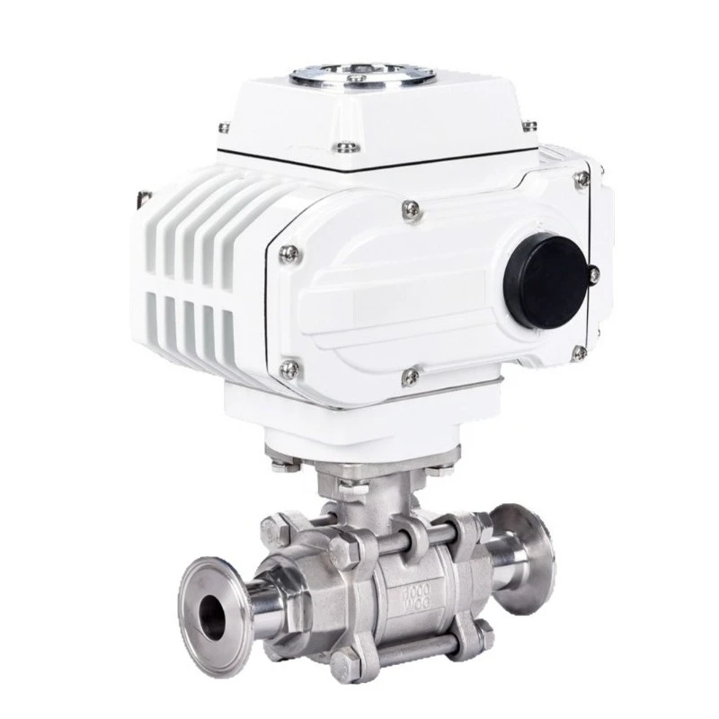Electric three-piece stainless steel ball valve 304/316L sanitary quick-loading clamp valve, electric switch ball valve