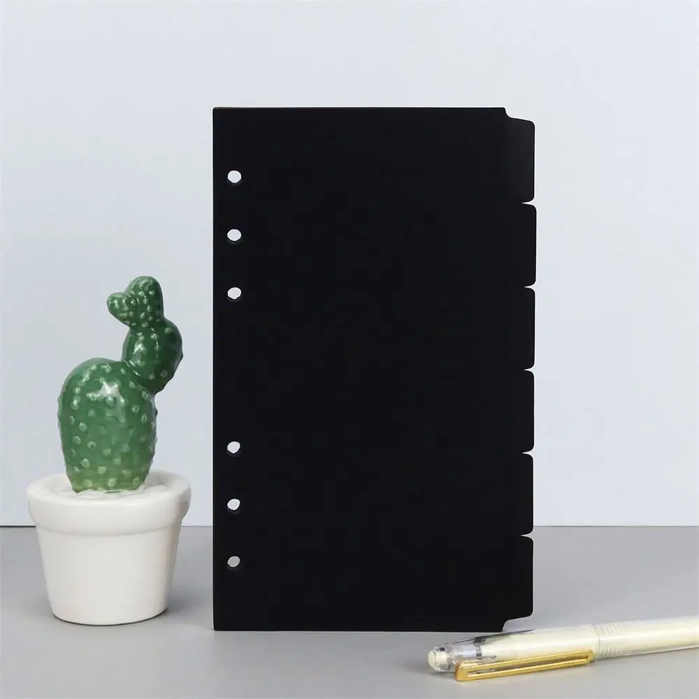 Divisor de índice negro A5, A6, A7, lindo, 6 agujeros para Carpeta, planificador, papelería, cuaderno, accesorios divisores de papel