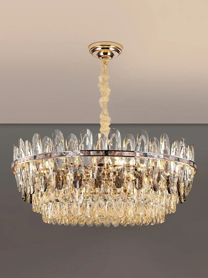 

Modern crystal living room chandelier American luxury room decoration LED Shell elements hall lighting