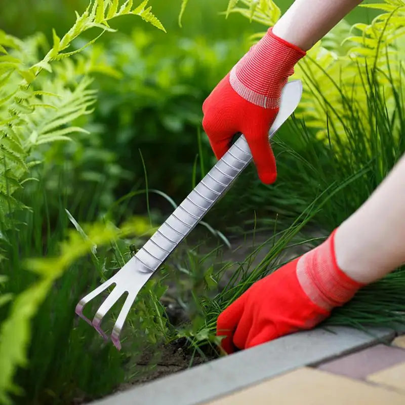 

Small Metal Rake Cultivator Tools Stainless Steel Garden Hand Rake Portable Thickened Hand Rakes Ergonomic Garden Tool For