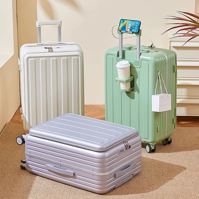 Front Opening Suitcase Aluminum Frame Large Capacity Luggage New Password Trolley Case Suitcase Trip Cabin 20/24/26/28 Inch