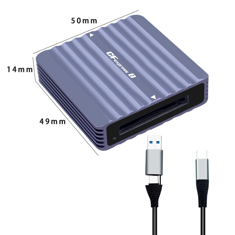 CFexpress B 타입 카드 리더기, USB 3.2 Gen2, 10Gbps 리더기, 알루미늄 휴대용 C 타입에서 CF 익스프레스 메모리 카드 어댑터, Z6, Z7, 1DX3 용