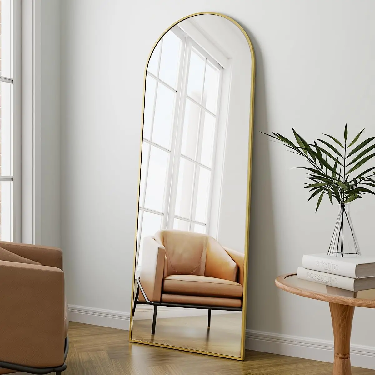 58x18 inch Arched Full Length Mirror-Aluminum Alloy Frame High Definition-Full Body Mirror for Bedroom or Living Room