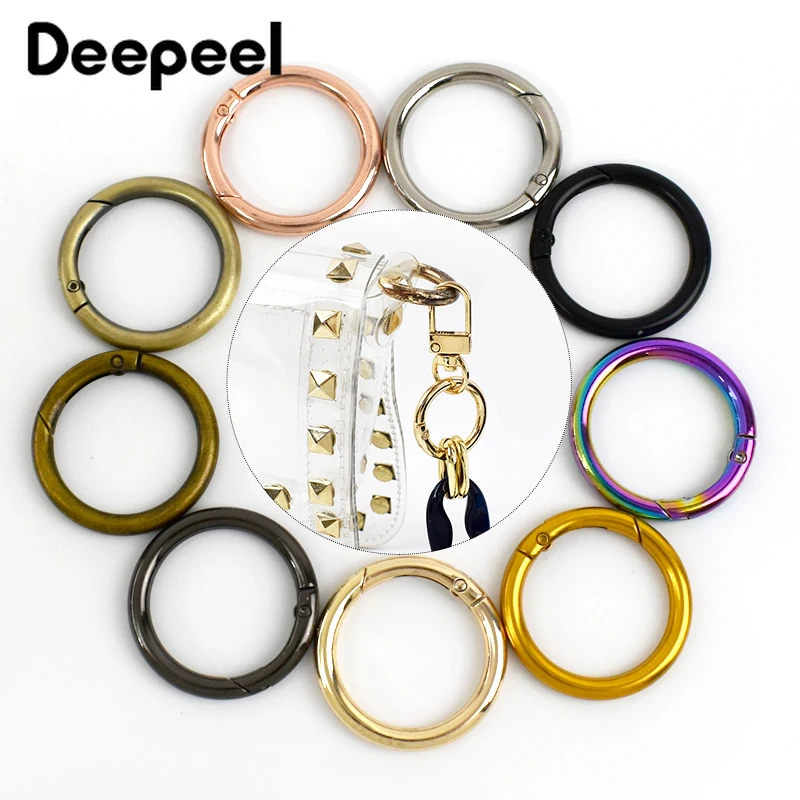 20Pcs 10-50mm Metal O Ring Spring Openable Buckles Carabiner for Handbag Straps Keychain Dog Collar Snap Hooks DIY Accessories
