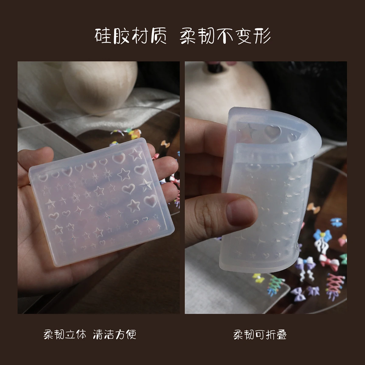 Nail Art 3D Soft Silicone Mold Carving Tool Bow Nail Art Embossing Glue DIY Design Manicure Template Nail Art Stencil Tools