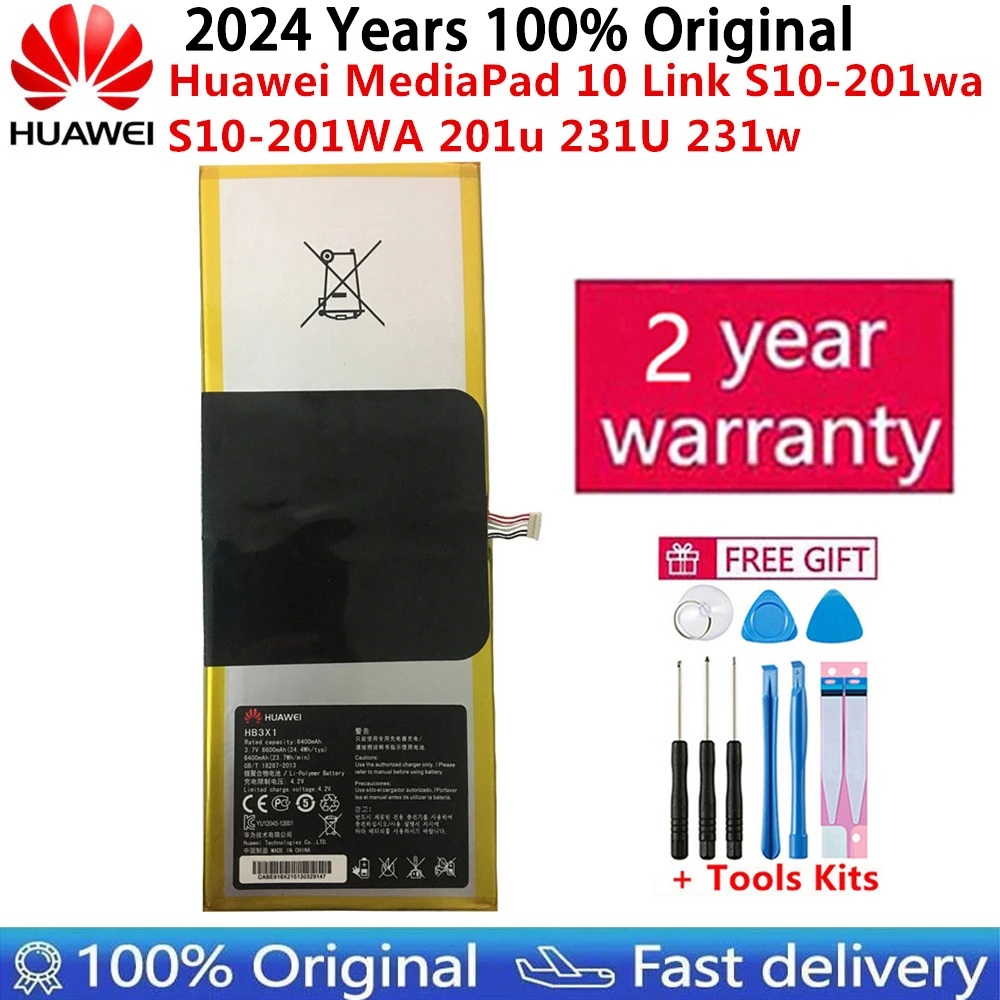 Original HB3X1 HB3484v3eaw-12 Battery 6400mAh High Quality For Huawei MediaPad 10 Link S10-201wa Tablet PC Battery +tools