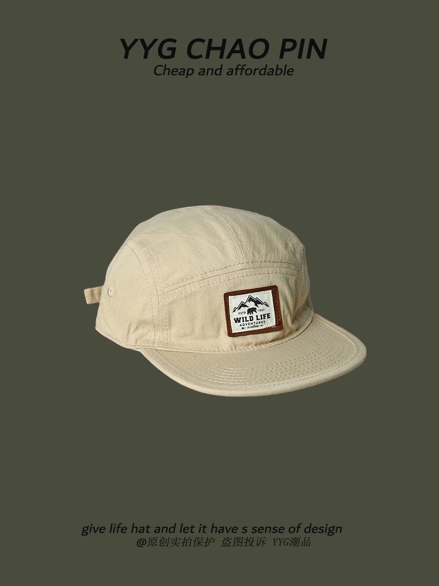 Niche Peaked Cap Female Spring and Summer Retro Washed Workwear Mountain Flat Brim Baseball Hat Male Fashion