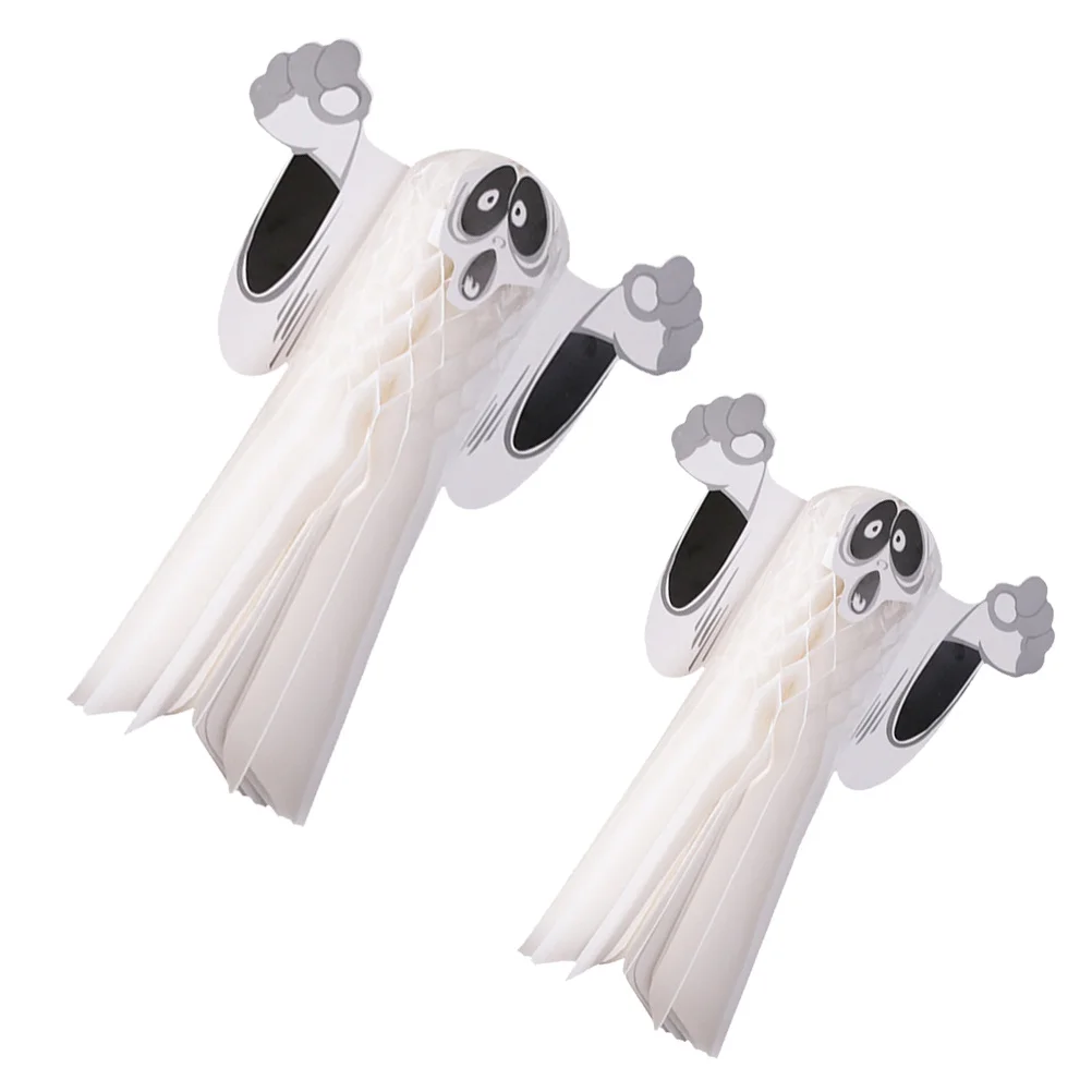 2 stücke Geist Waben Ball Dekorationen Hängen Papier Anhänger Für Halloween Spukhaus Party Wand Fenster Tür Dekoration