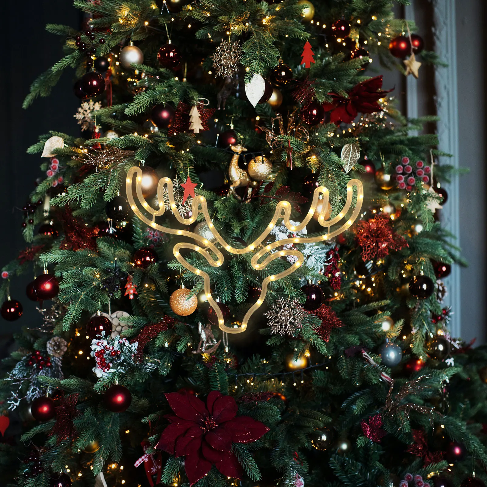 

Nativity Decor Elk Lights Christmas Decoration Head Modeling Cartoon Decorative