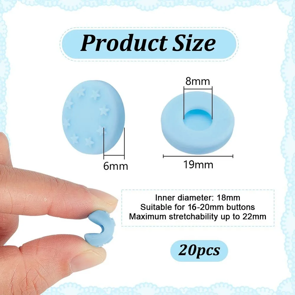 Button Covers for Jeans Flat Round with Star Light Sky Blue 19x5mm