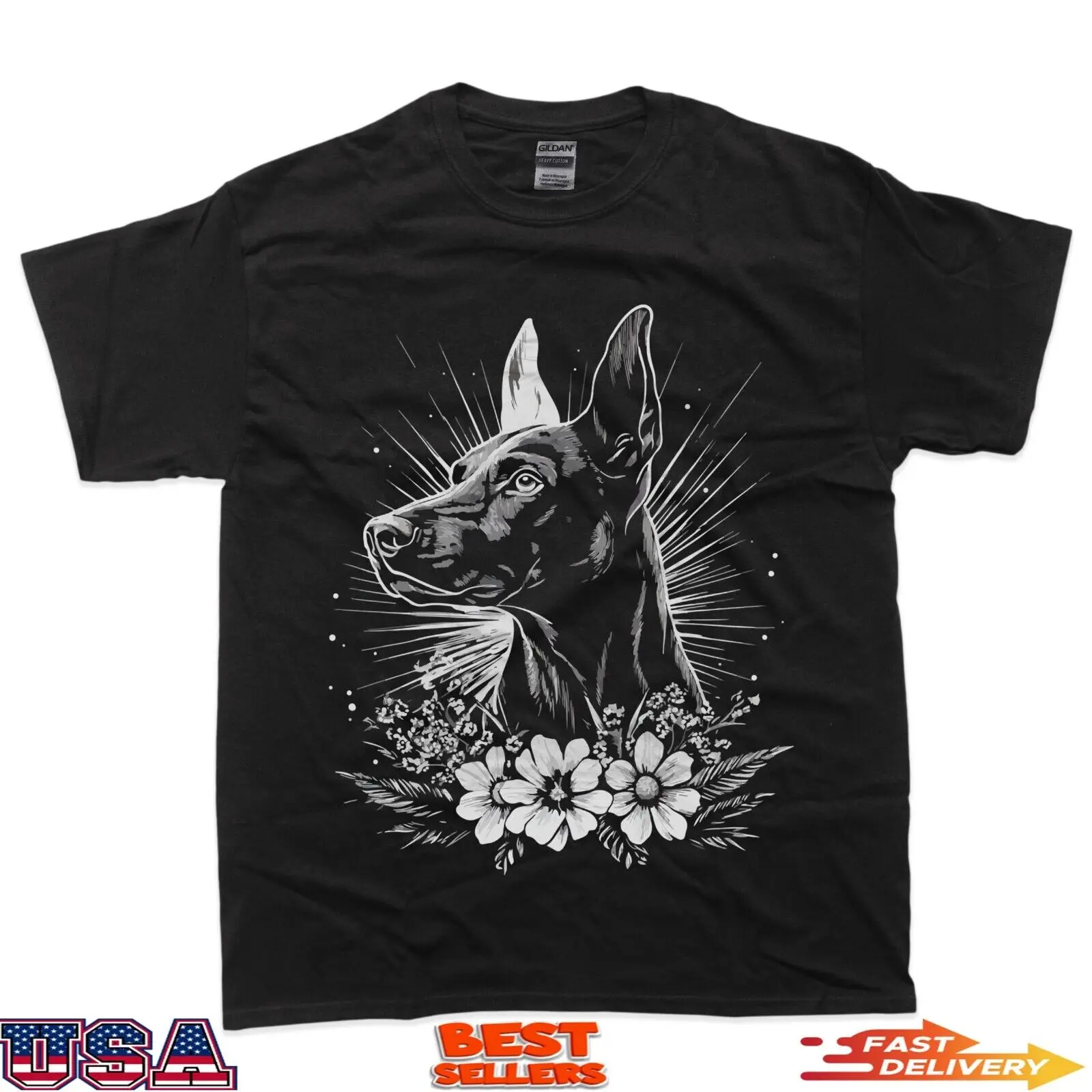 Tattoo Style Lover Doberman Pinscher Retro Dog T-Shirt