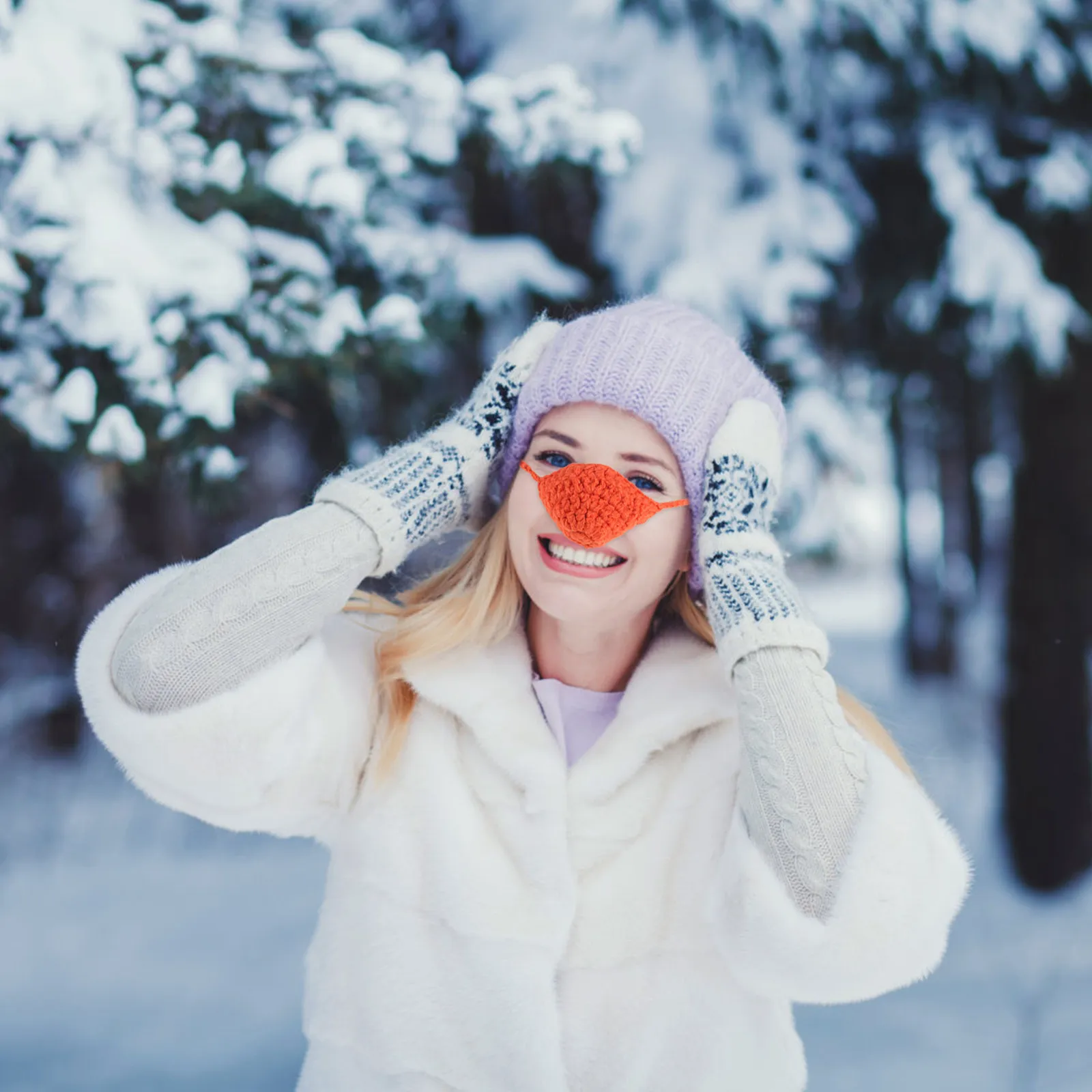 

Модный согревающий вкладыш для носа ручной работы, оранжевый, с термоизоляцией, ветрозащитный, подходит для альпинизма и городских поездок