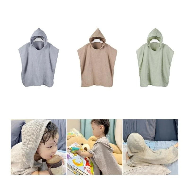 

M76C Breathable Bathrobe Soft Hooded Blanket Children Infant Poncho for Baby Newborn