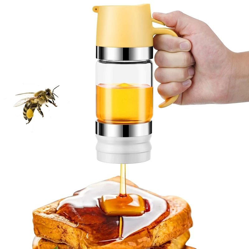 Honey Dispenser Jar, 10 Oz No Drip Glass Honey Dripper With Handle, Honey Syrup Dispenser For Bread, Coffee Or Tea