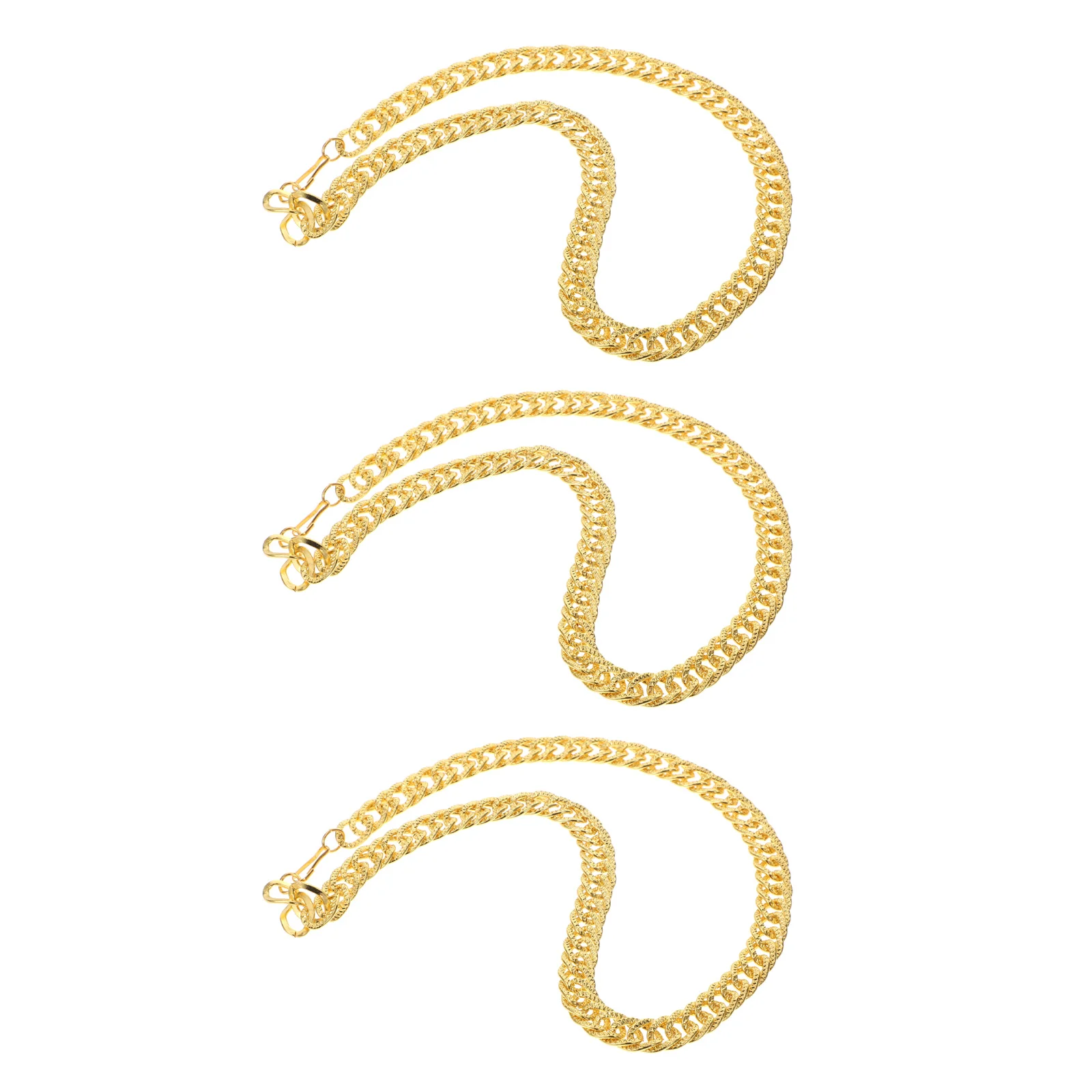 

3Pcs Imitation Golden Necklace Hip-Hop Style Exaggerated Party Jewelry Street Style Neck Ornament for Men Lightweight Durable