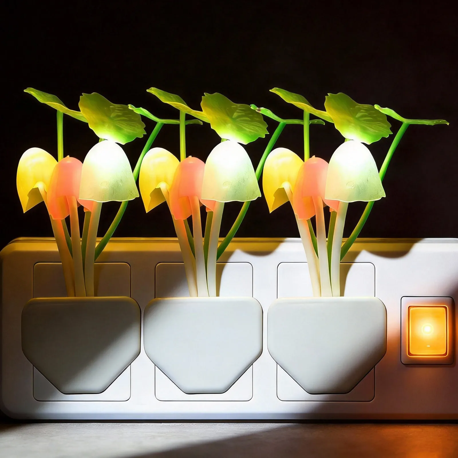 

3Pcs Mini Mushroom Night Light Plug in Non-Flickering Warm Light Home Decorative Lamp for Bedroom Desk Use Mushroom Lights