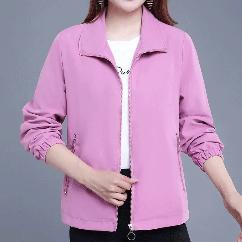 

Autumn Women Jacket Long Sleeves Windbreaker 2024 New Female Jackets Loose Causal Basic Coat Pocket Zipper Outwear