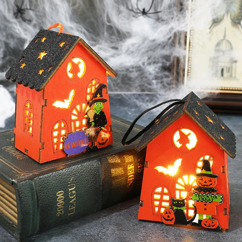 Cute Halloween Decoration Cabin Hanging Fun Holiday Props Small Lights Halloween Party Home Decoration Scene Setting Small Gift