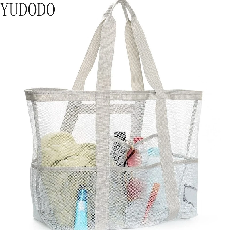 

YUDODO Mesh Design Beach Bags Mulitle Layer Outdoor Bags Large Capacity Street Camping Shoulder Pack Light Weighted Storage Bags