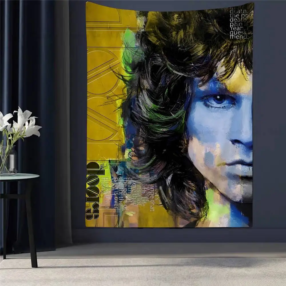 

Jim Morrison Cartoon Tapestry For Living Room Home Dorm Decor INS Home Decor