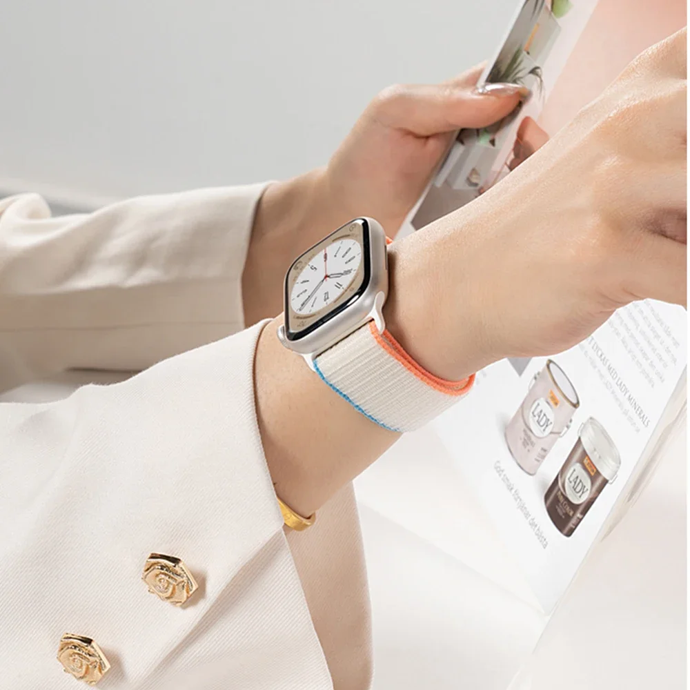 Anello in nylon per cinturino Apple Watch 49mm 46mm 40mm 44mm 45mm 42mm 41mm S11 2025 Bracciale IWatch 11/10/9/8/7/6/5/4/SE/Ultra 3/2 cinturino