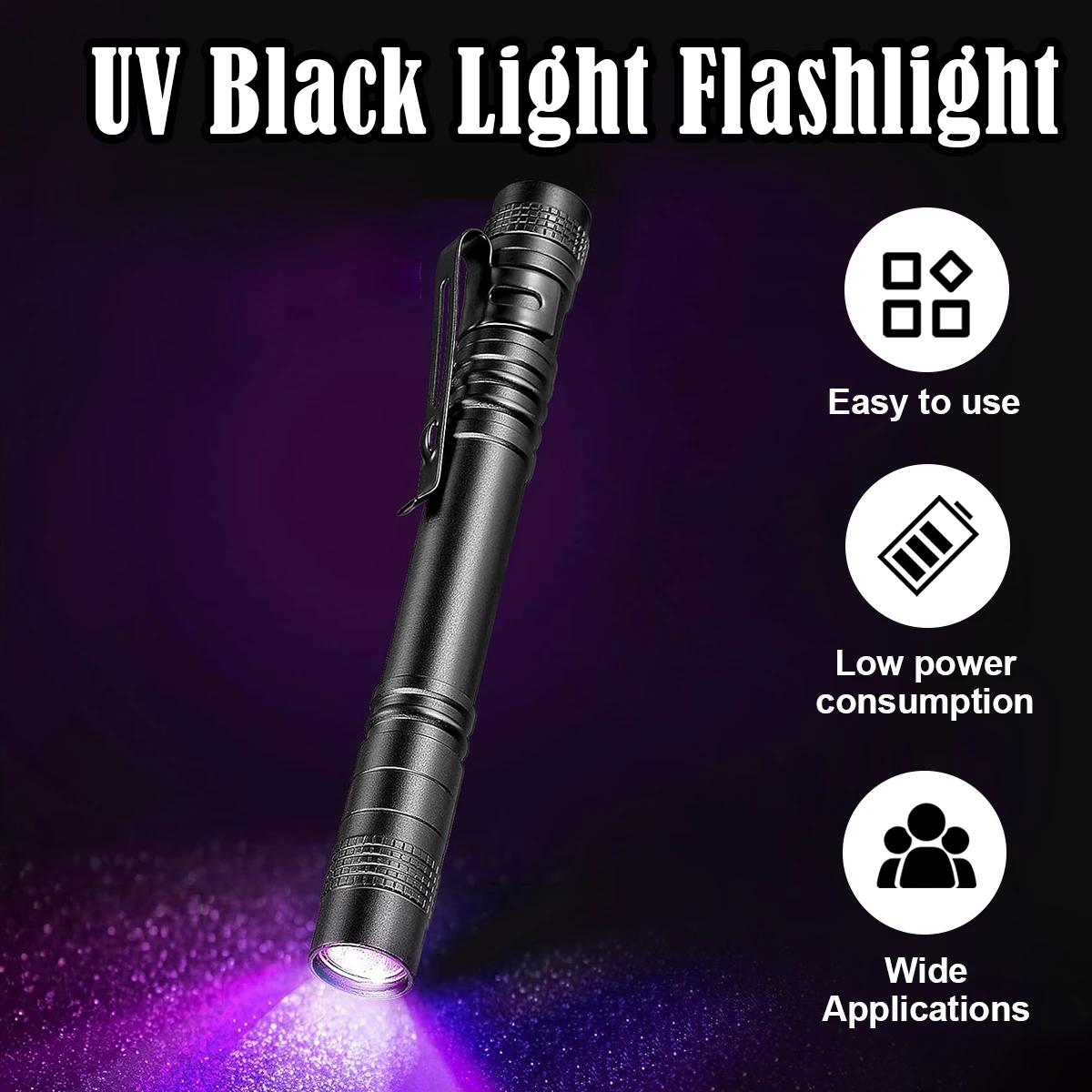 Uv Flashlight 365nm Ultraviolet Torch With Pen Clip Manual Led Portable Light Flashlights Torches 395nm 365 Nm Fingerprint Night