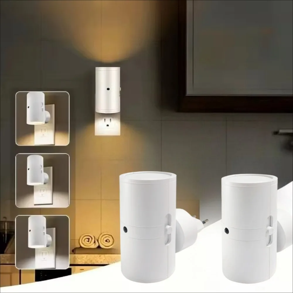 Modern LED Plug-In Downlight Set of 2, White Dimmable with Light Sensor And Remote Control for Bedroom Kitchen Corridor Stairs