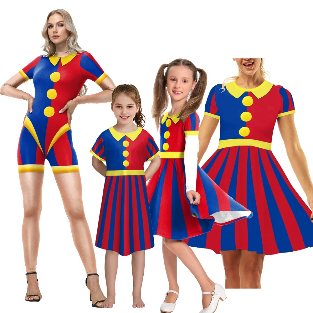 

[You're My Secret] Pomni Anime Cosplay Costume Halloween Carnival Party Disguise Adult kids Dress Carnival Performance Outfits