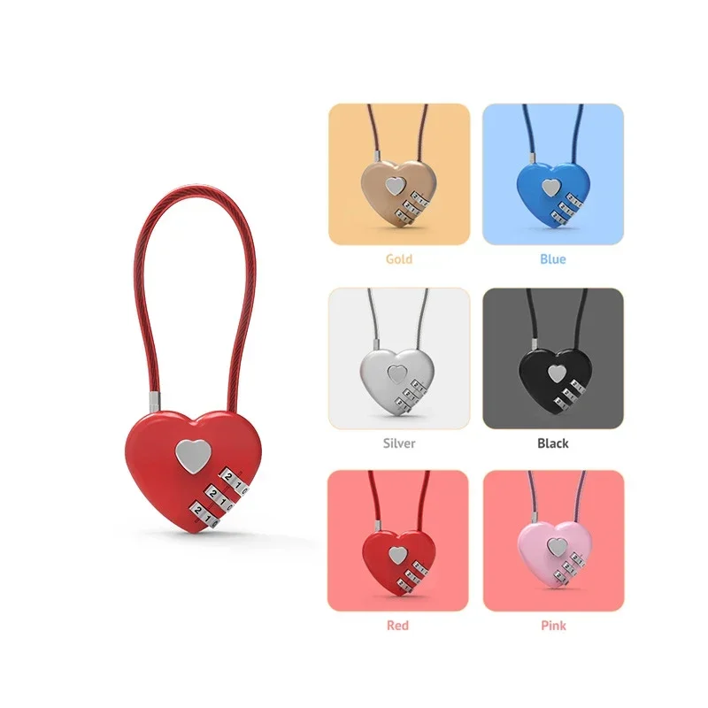 New Love Shape Lock Wedding Gift Heart Style Password Code Padlock for Schoolbag Trolley Case Concentric