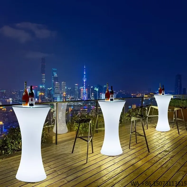 

Modern Waterproof LED Outdoor Chairs Light Up Plastic Bar Dining Set for Patio LED Furniture Hire for Malls Entrances