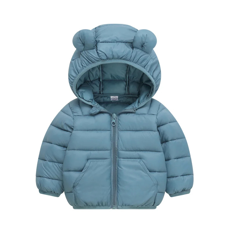 New Boys Solid Color Jacket Kid's Hooded Zipper Down Cotton Coat Autumn Winter New Girls Thickened Casual Cute Outerwear 2-6Y