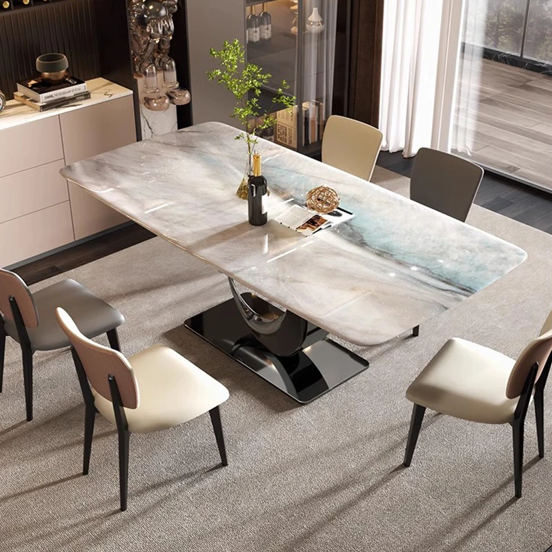 

Luxury Unique Dining Table Rectangular Marble Modern Kitchen Dining Table Conference White Mesas De Comedor Home Furniture