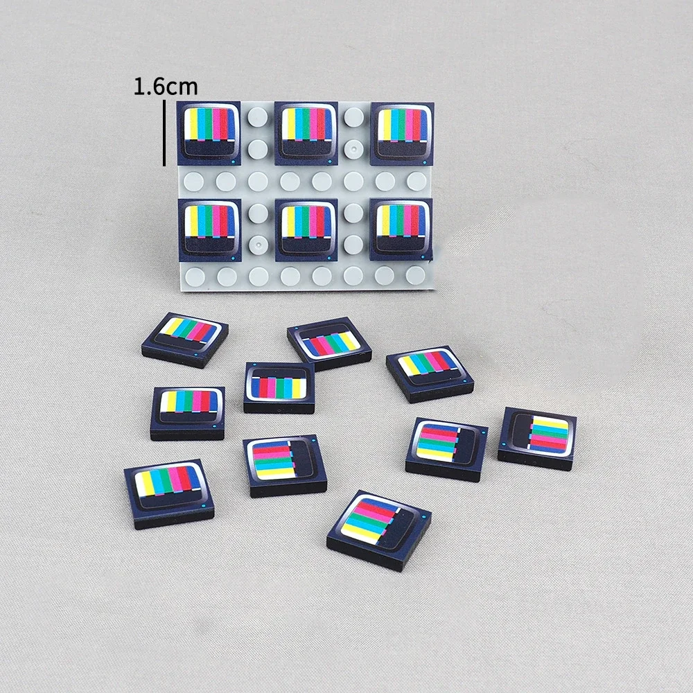 MOC 10PCS Color Strip TV 3068pb Screen Pattern Printed Building Blocks 3068 Home Wall Decor Tile Board Bricks Particle Toy Gifts