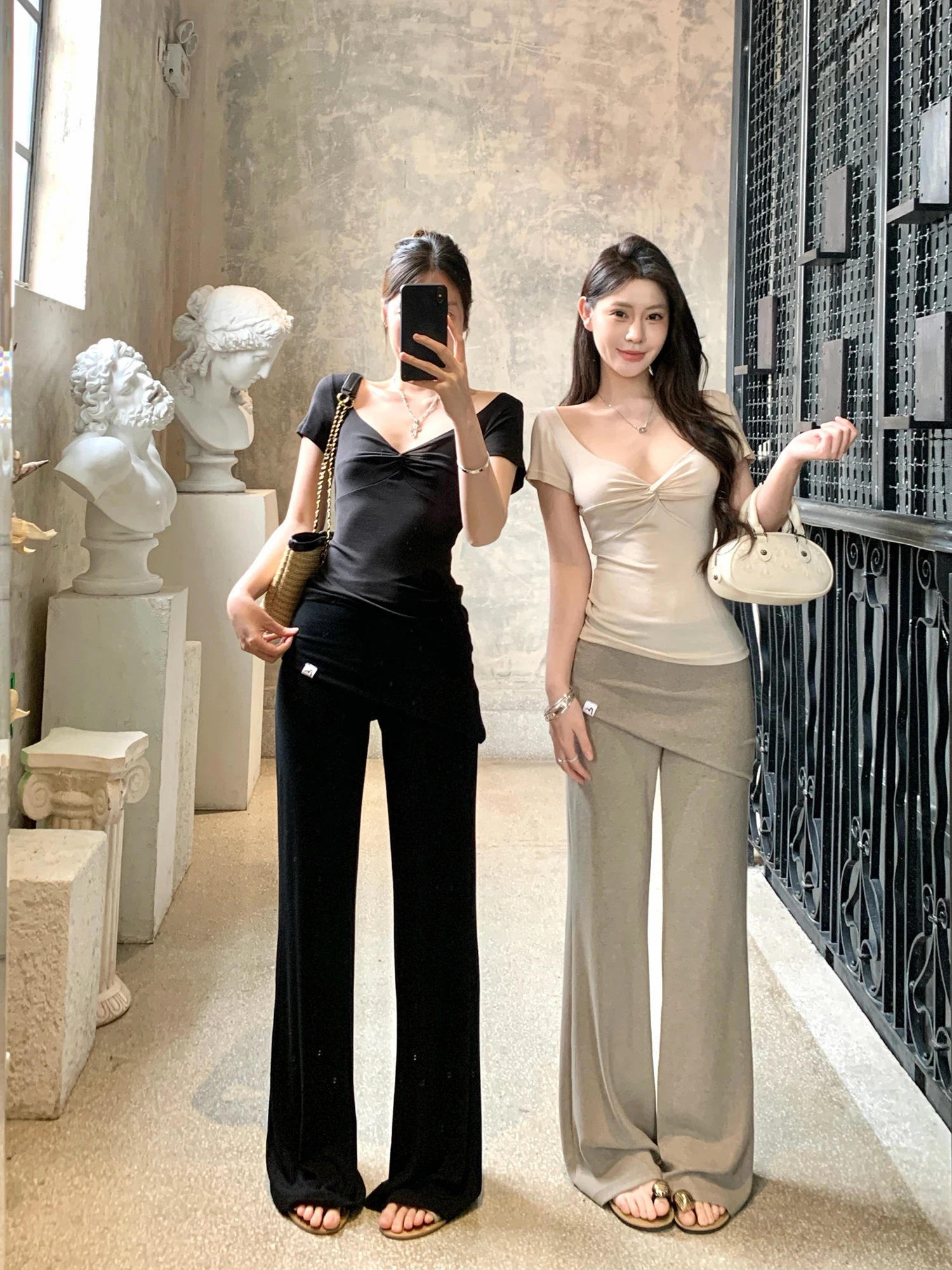 

Slim Fit Deep V Neck Short Sleeve T Shirt Casual Style Women's Summer Slimming Top Withmxboom Grey Knot T Shirt for Ladies