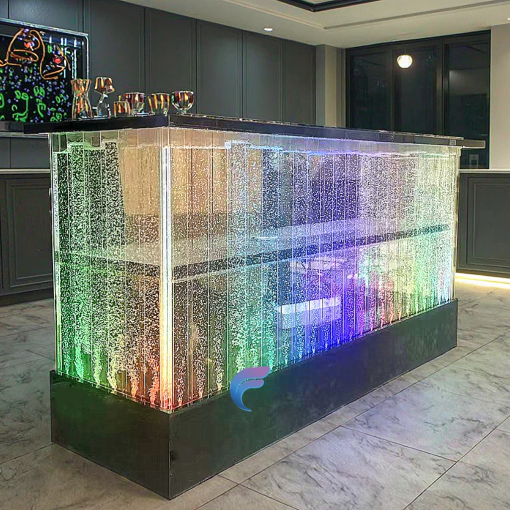 

Customization.Water Feature Customized As LED Reception Counter Table Design with Remote Controller