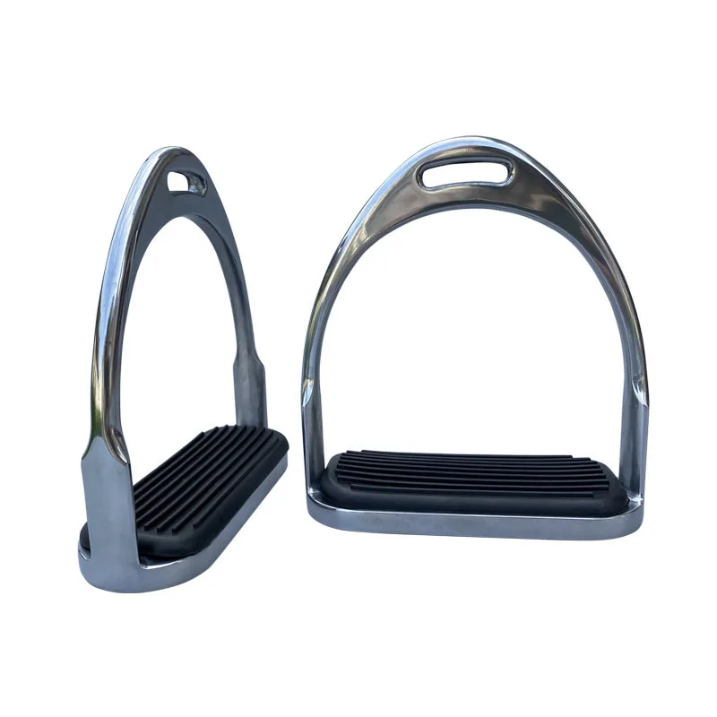 ركاب الحصان من الفولاذ المقاوم للصدأ، سبيكة خفيفة الوزن + وسادة مطاطية لرياضات الفروسية الآمنة