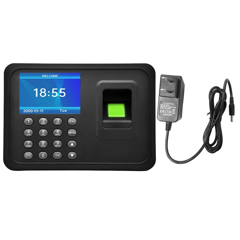 AB53 Black Attendance Machine Biometric Attendance System 1000 Fingerprint Capacity Support USB Driver Download US Plug