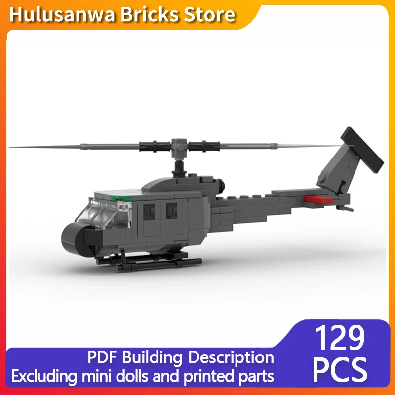 

UH-1 Huey Military Helicopter Model MOC Building Bricks War Equipment Modular Technology Gift Holiday Assemble Children Toy Suit