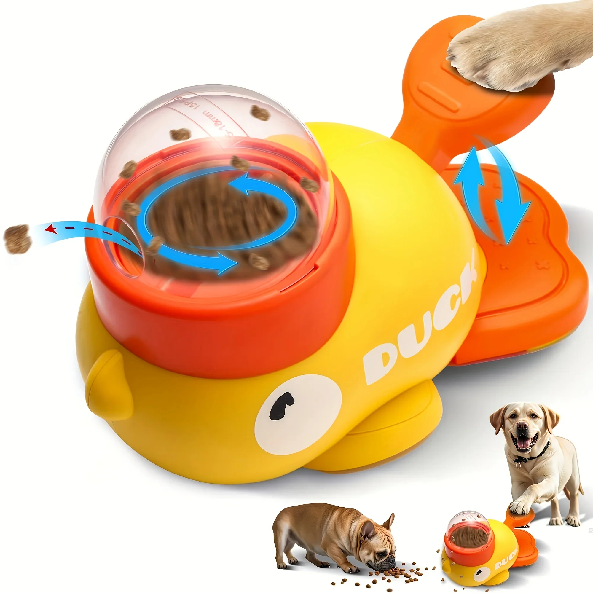 

[Interactive Dog Feeder] 1pc Automatic Duck-Shaped Dog Feeder & Interactive Pet Toy | No Battery Needed, Treat Dispenser