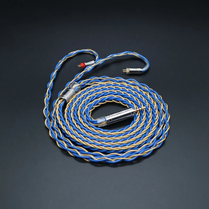 Ivipq 8 núcleos litz 7n upocc + chapeamento de ouro de cobre de cristal único substituir o cabo de fone de ouvido 3.5/2.5/4.4mm mmcx/2pin para vx x7 db1 lofty