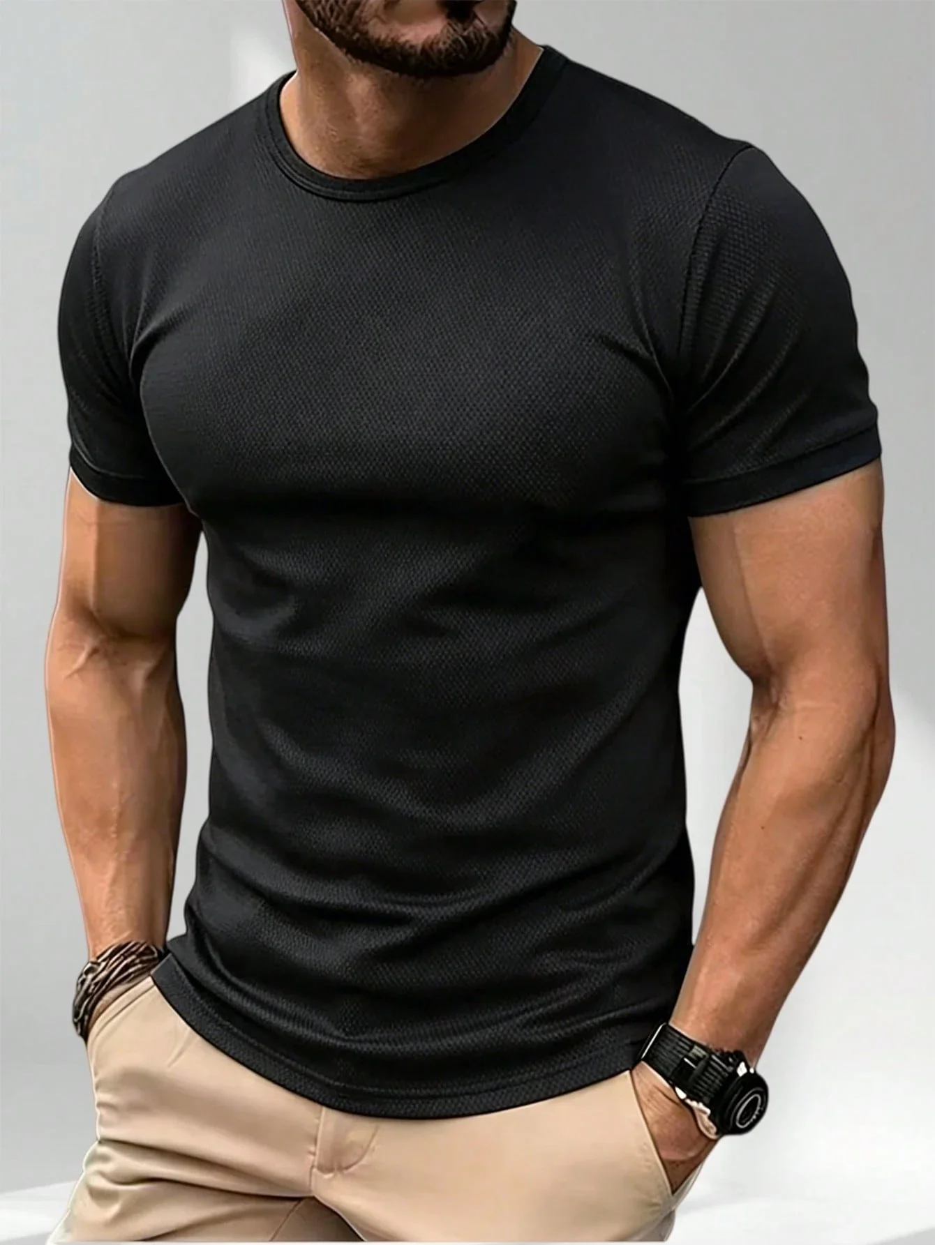 

3 комплекта мужских быстросохнущих спортивных футболок с круглым вырезом и коротким рукавом, дышащие, для фитнеса и бега