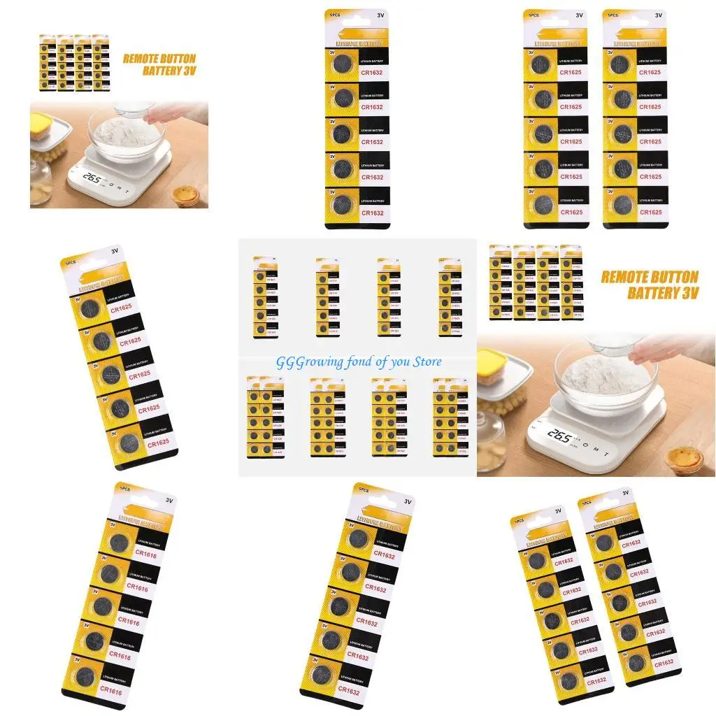 H9EB 5/10Pcs CR1616 CR1620 CR1625 CR1632 3V Lithium Coin Button Batteries with High Energy Density for Remote Controls